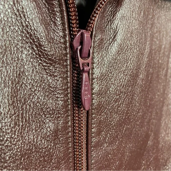 Wilson’s Leather | Burgundy Leather Zip Up Jacket - Picture 9 of 17